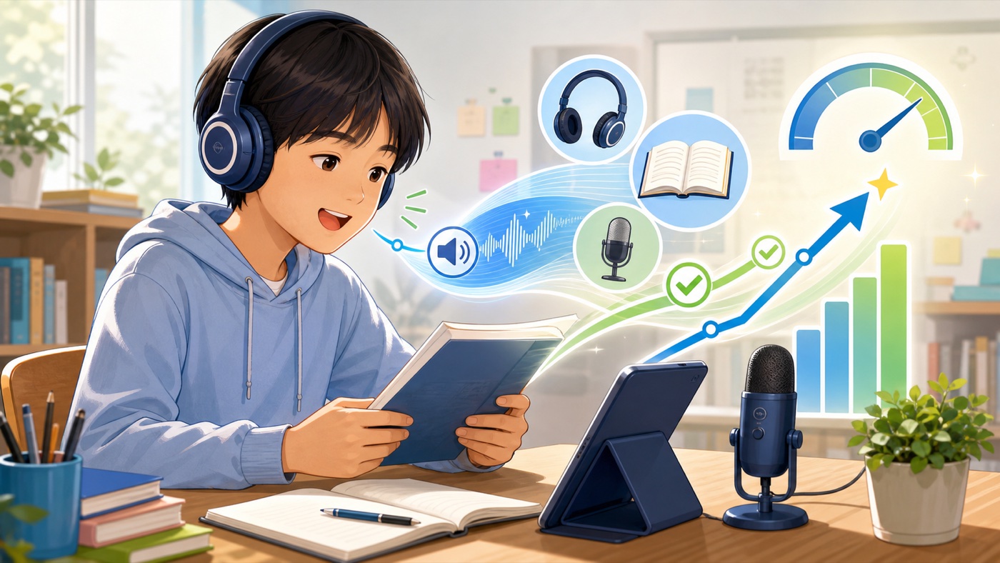 音読とシャドーイングでリスニング力が伸びるイメージ図
